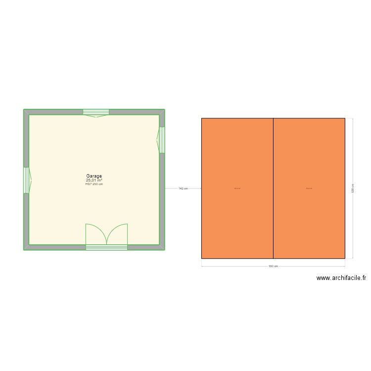 garage1. Plan de 1 pièce et 25 m2