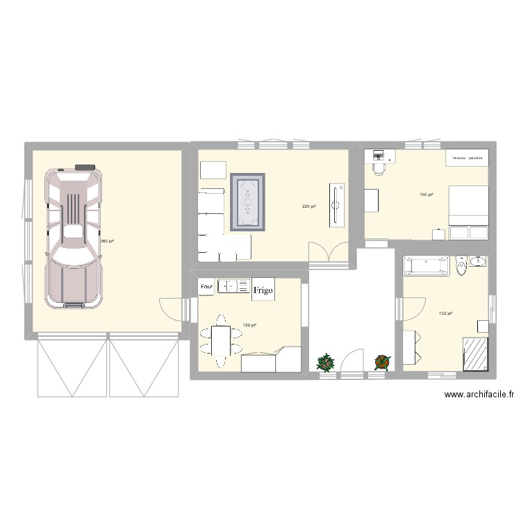 maison. Plan de 5 pièces et 93 m2