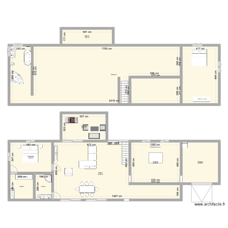 RPG. Plan de 9 pièces et 324 m2