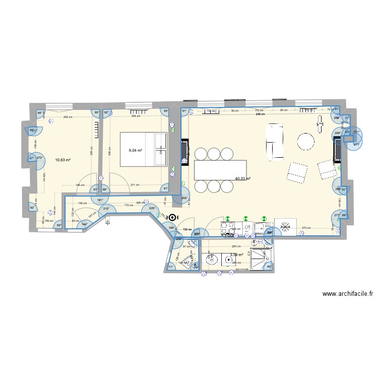 alex miromesnil v2. Plan de 4 pièces et 64 m2