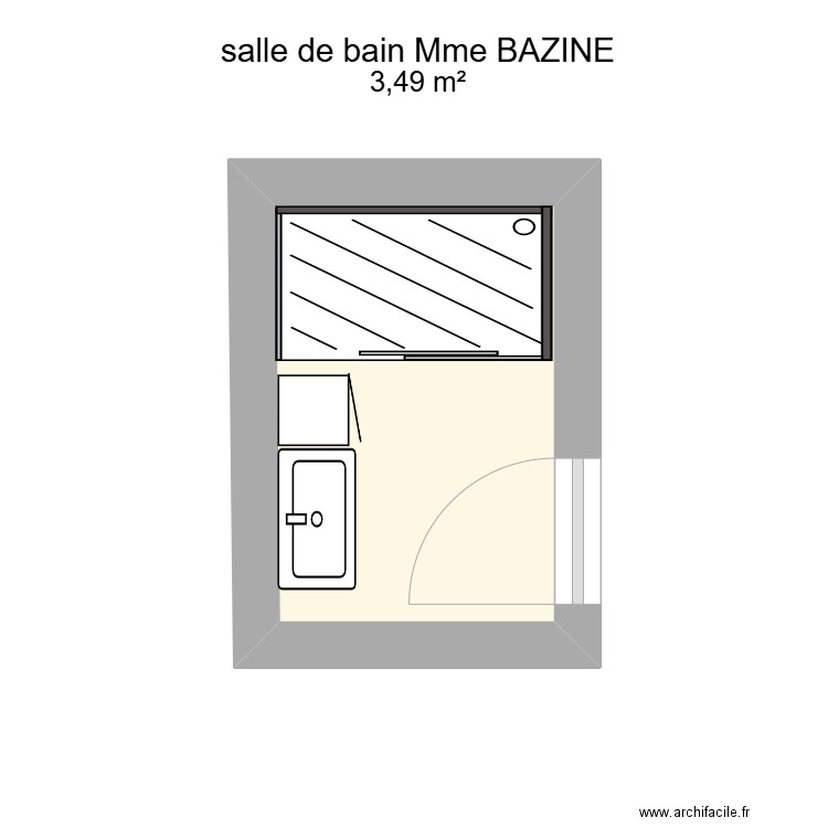 BAZINE. Plan de 1 pièce et 3 m2