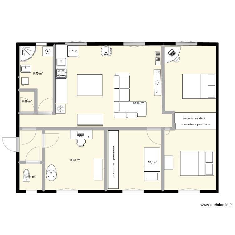 plan maison la salvetat. Plan de 6 pièces et 85 m2