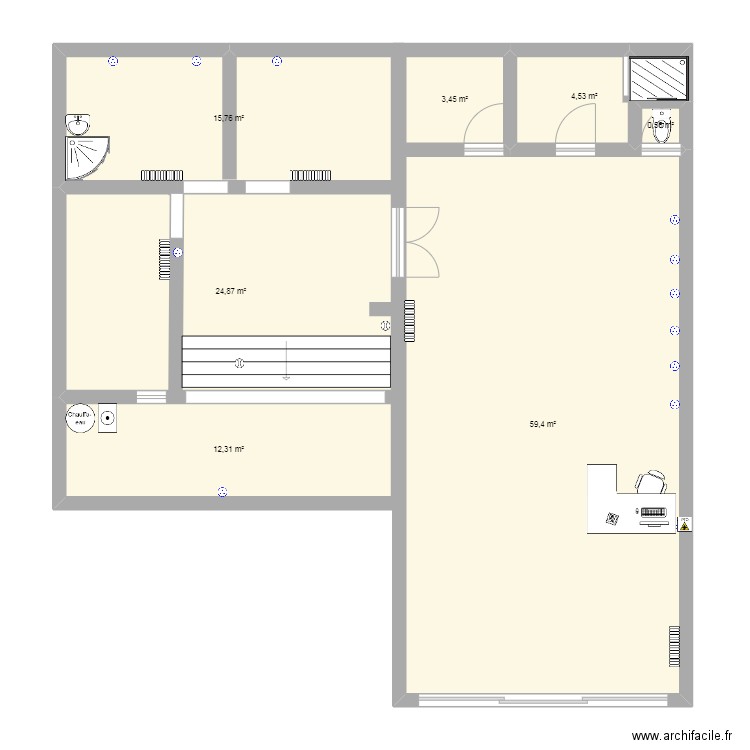 institut. Plan de 7 pièces et 121 m2