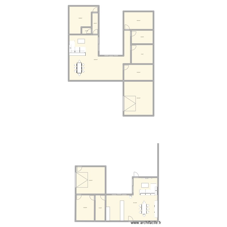 Test. Plan de 13 pièces et 261 m2