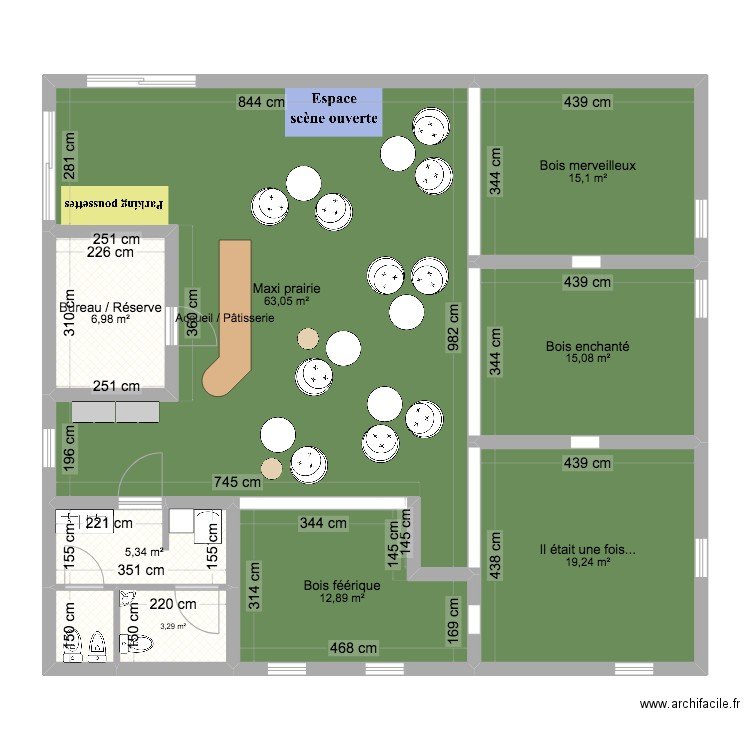 Projet kids. Plan de 9 pièces et 143 m2