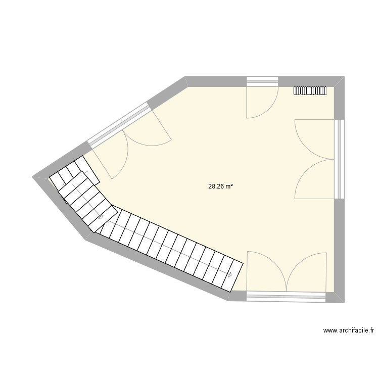 chantier 2. Plan de 1 pièce et 28 m2