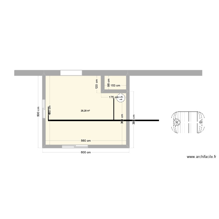 soissons. Plan de 1 pièce et 26 m2