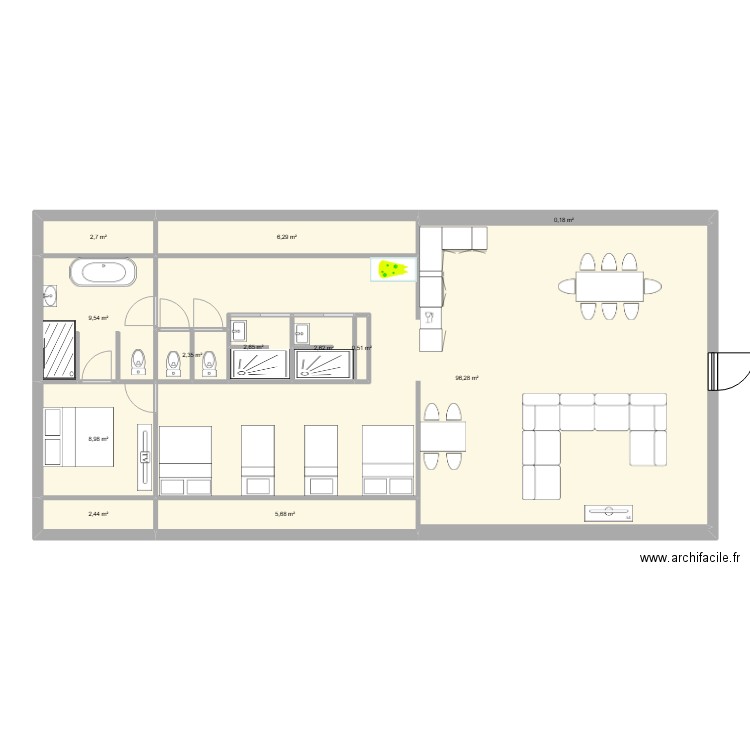 CORBIN CHARLIE. Plan de 12 pièces et 140 m2