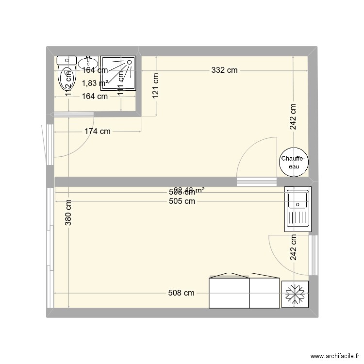 plan 4. Plan de 2 pièces et 24 m2