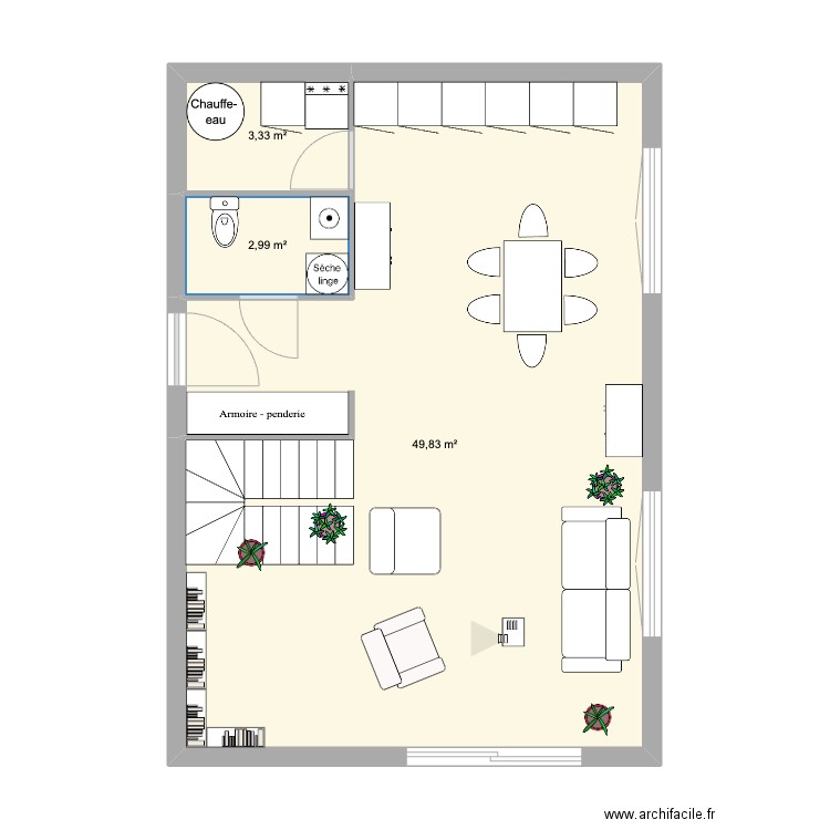 Beauzelle. Plan de 3 pièces et 56 m2