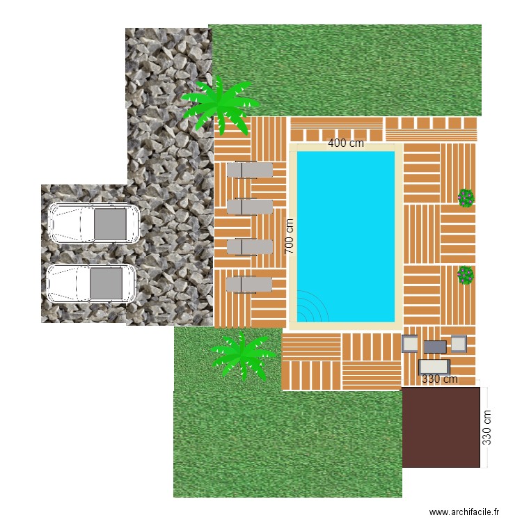 plan piscine avec plage. Plan de 0 pièce et 0 m2