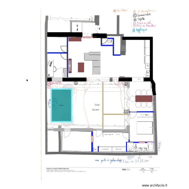 Plan RDC Maison Caluire. Plan de 1 pièce et 10 m2