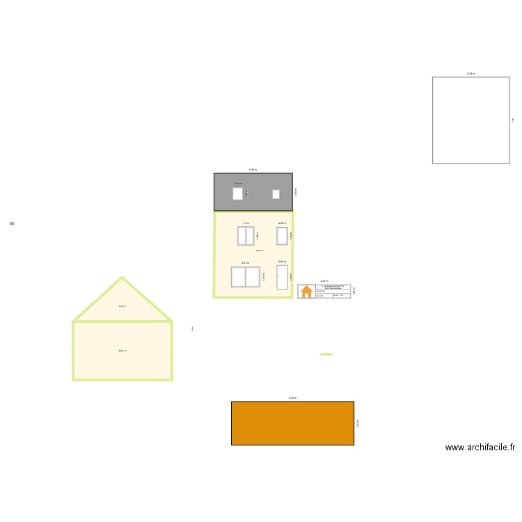 façade avant. Plan de 3 pièces et 93 m2