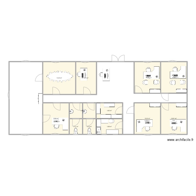 plans bureau. Plan de 12 pièces et 91 m2