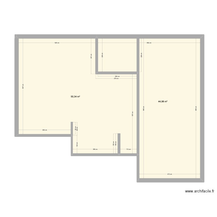 1er étage Bahinos. Plan de 2 pièces et 95 m2