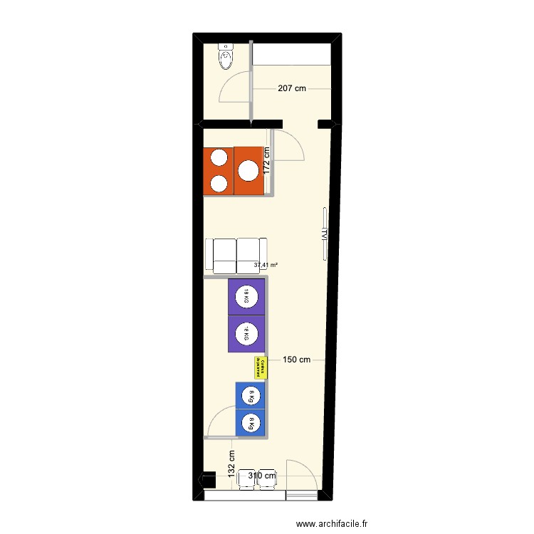 LAVERIE ST JEAN D'ANGELY 2. Plan de 1 pièce et 37 m2