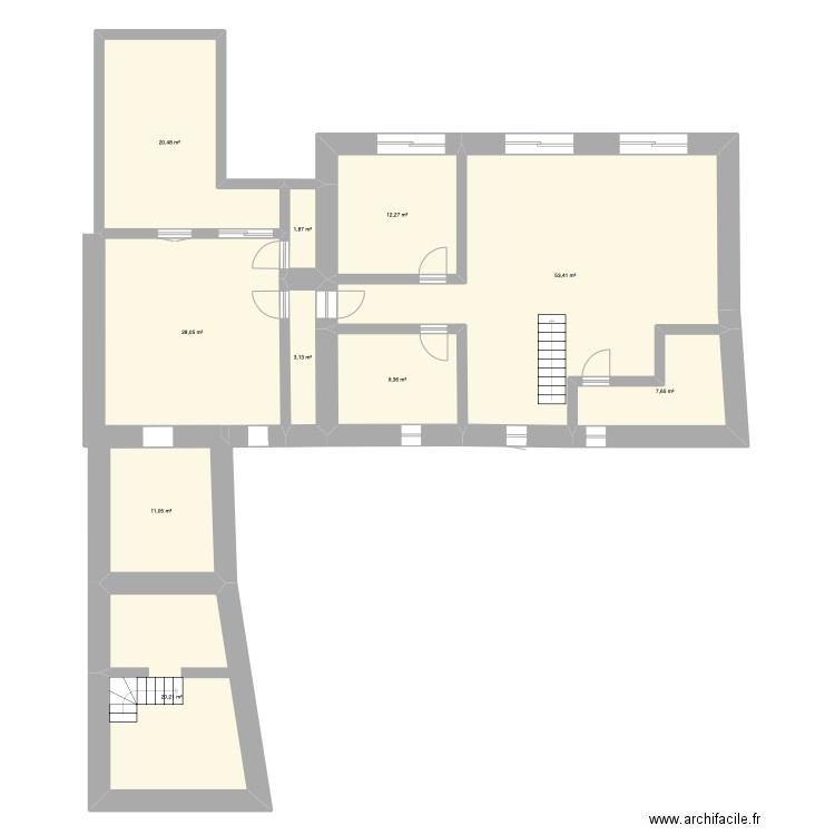 ETAGE. Plan de 10 pièces et 167 m2