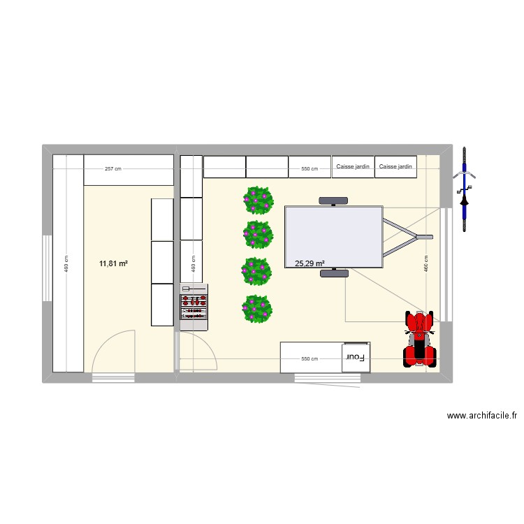 Garage V1. Plan de 2 pièces et 37 m2