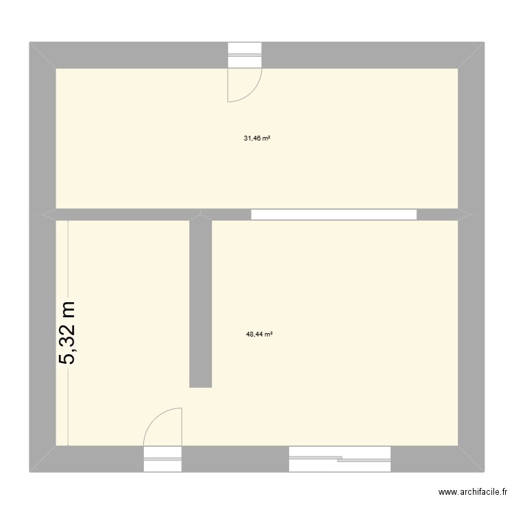 Florent Joly grand lande. Plan de 2 pièces et 80 m2