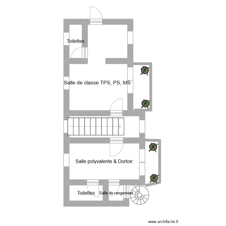 Plan 2eme etage. Plan de 5 pièces et 17 m2