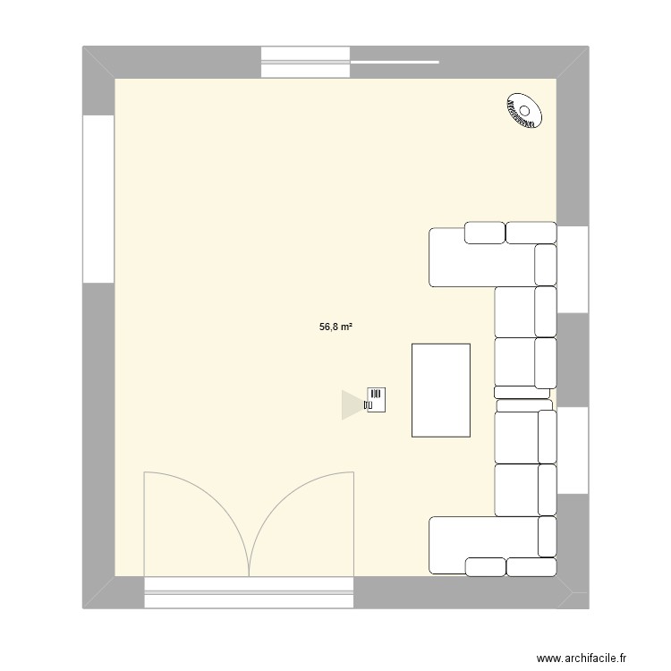 Salon. Plan de 1 pièce et 57 m2