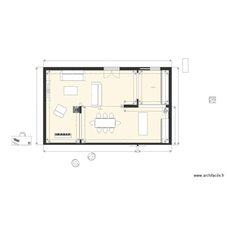 GMotte4. Plan de 2 pièces et 69 m2