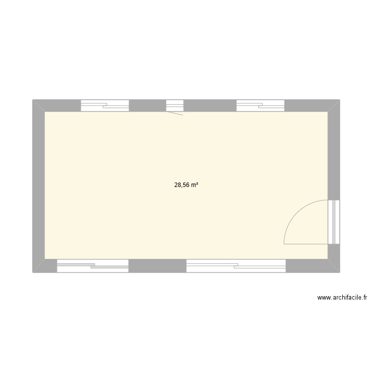 espace interieur net. Plan de 1 pièce et 29 m2