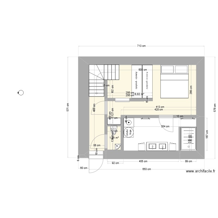 GRECE - BAS NEW. Plan de 2 pièces et 20 m2