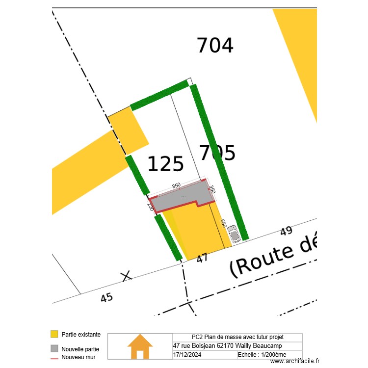 wailly. Plan de 2 pièces et 23 m2