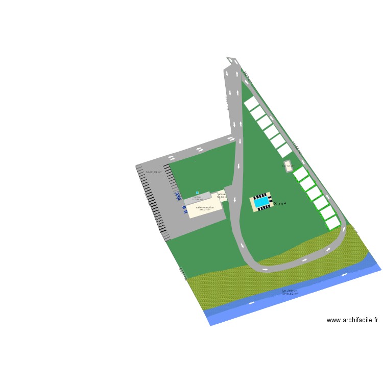 camping 1er plan. Plan de 2 pièces et 428 m2