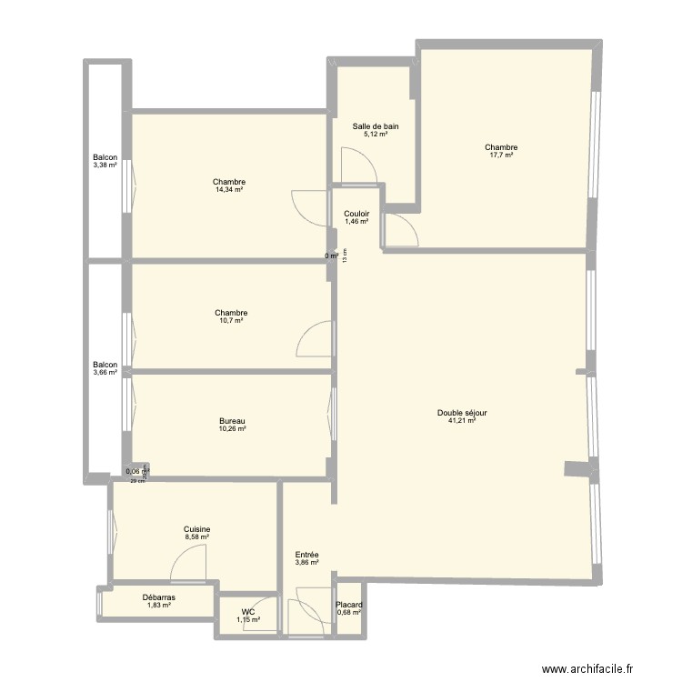 Boulbi-Paris new. Plan de 16 pièces et 124 m2