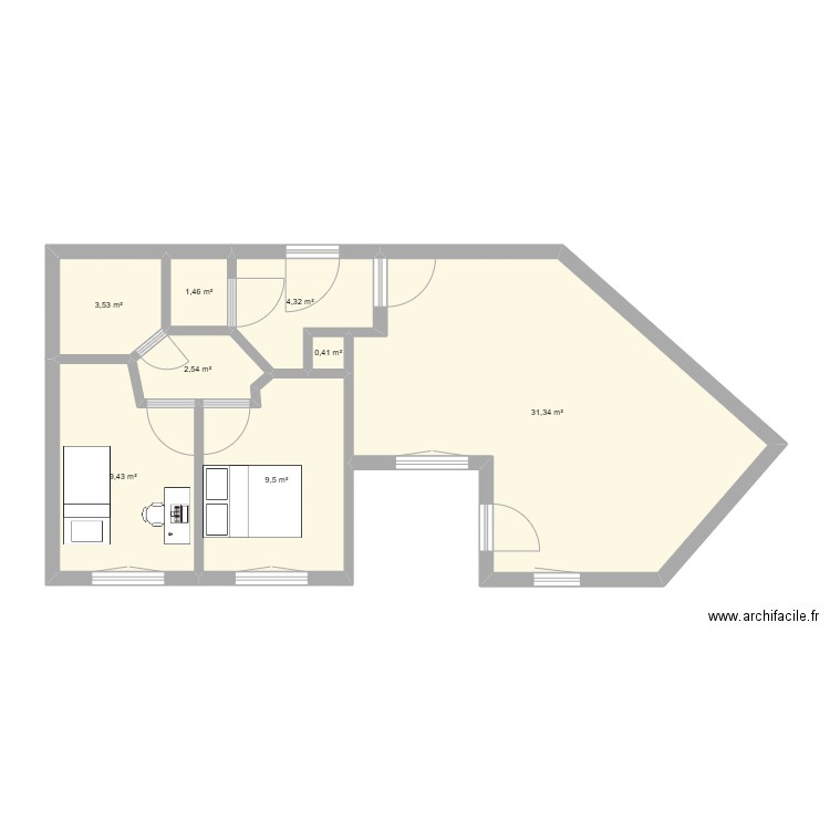 51 rte de geneve v1. Plan de 8 pièces et 63 m2