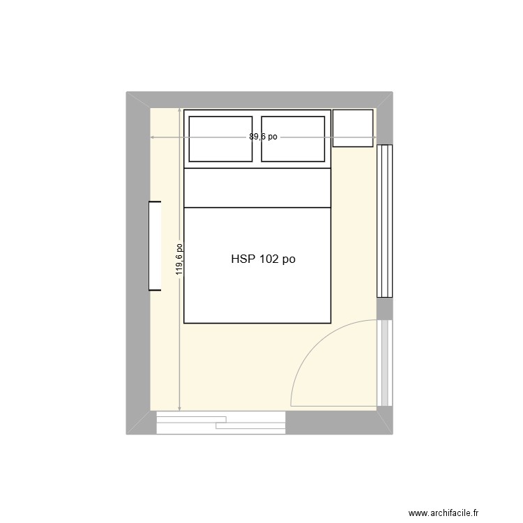 Chambre 2 Chambord_v2. Plan de 1 pièce et 7 m2