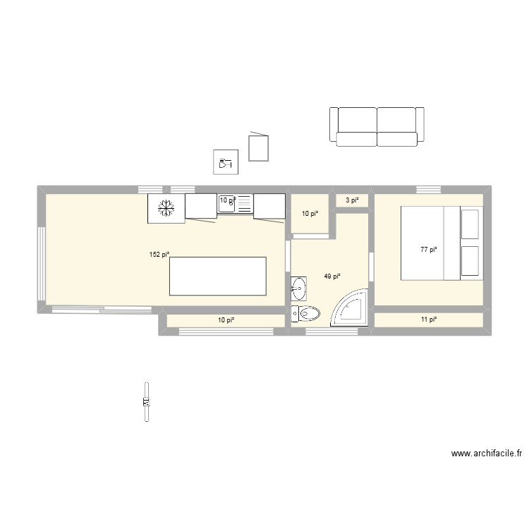 Mini-maison 3. Plan de 8 pièces et 30 m2