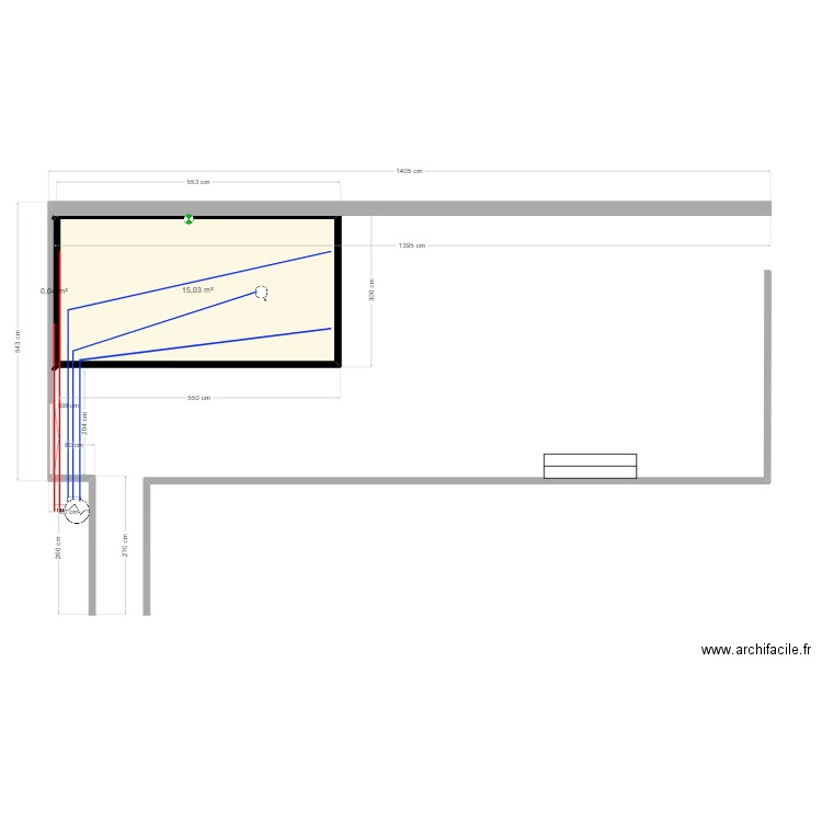 piscine. Plan de 2 pièces et 15 m2