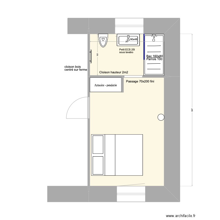 ESBA Mezzanine V3. Plan de 2 pièces et 17 m2