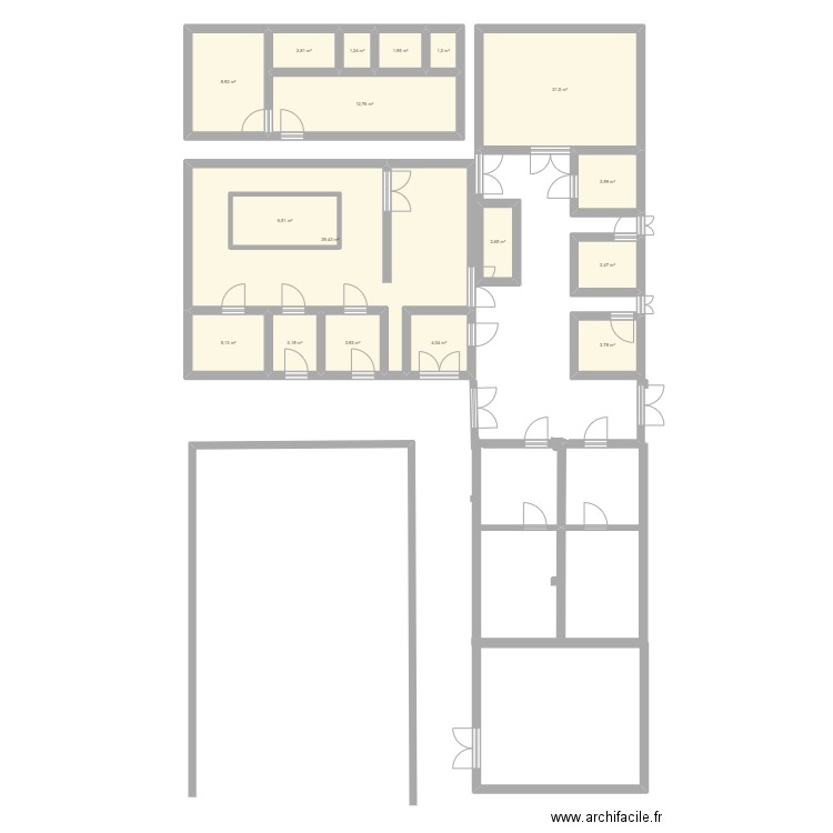 Michelet. Plan de 17 pièces et 134 m2