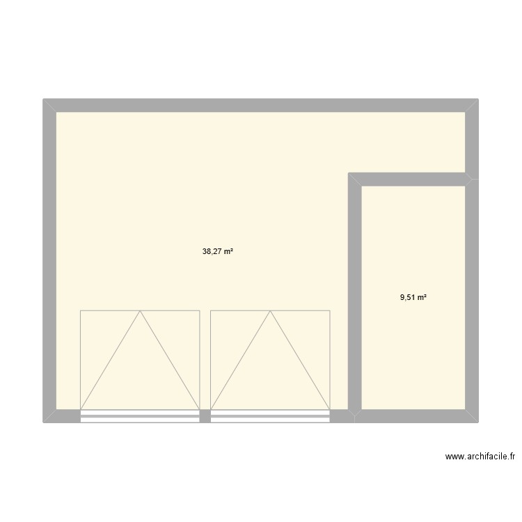 Plan au sol. Plan de 2 pièces et 48 m2