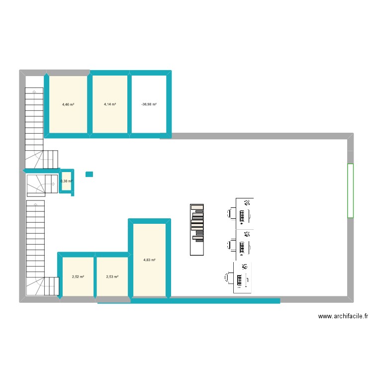 labo modifié. Plan de 7 pièces et 23 m2