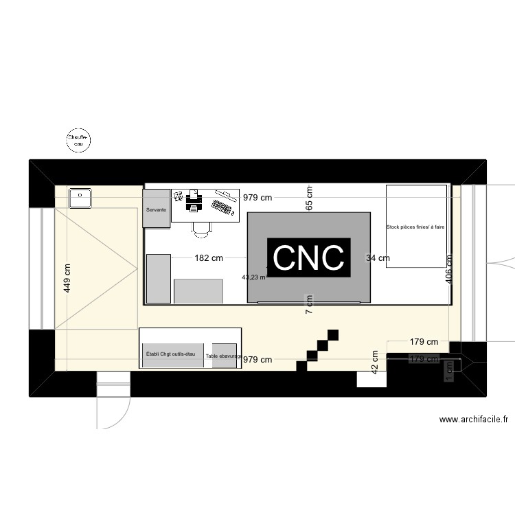 Atelier aménagement 2. Plan de 1 pièce et 43 m2