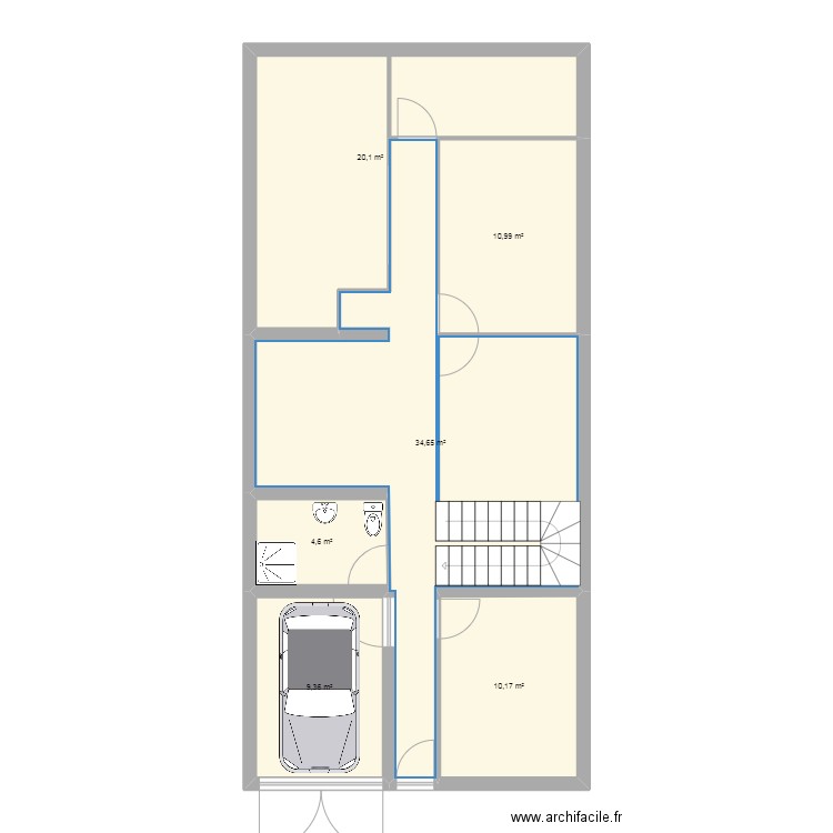 rstmjjjj. Plan de 6 pièces et 90 m2