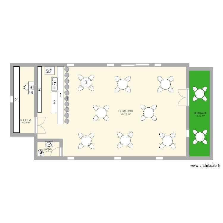 COMEDOR. Plan de 4 pièces et 121 m2