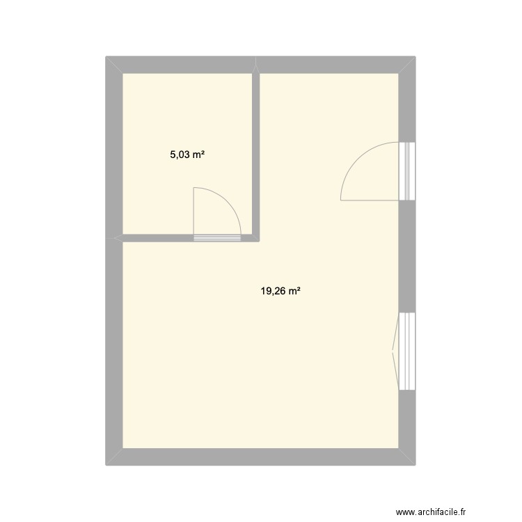 dependance-studio. Plan de 2 pièces et 24 m2