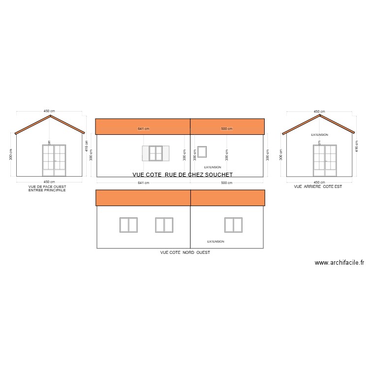 VUES DE FACES ET PIGNONS LA CHAPELLE . Plan de 0 pièce et 0 m2