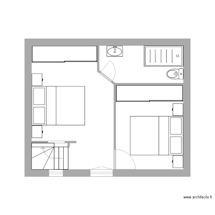 Karen & Eric Etage Modif 1 Meublé 1. Plan de 2 pièces et 23 m2