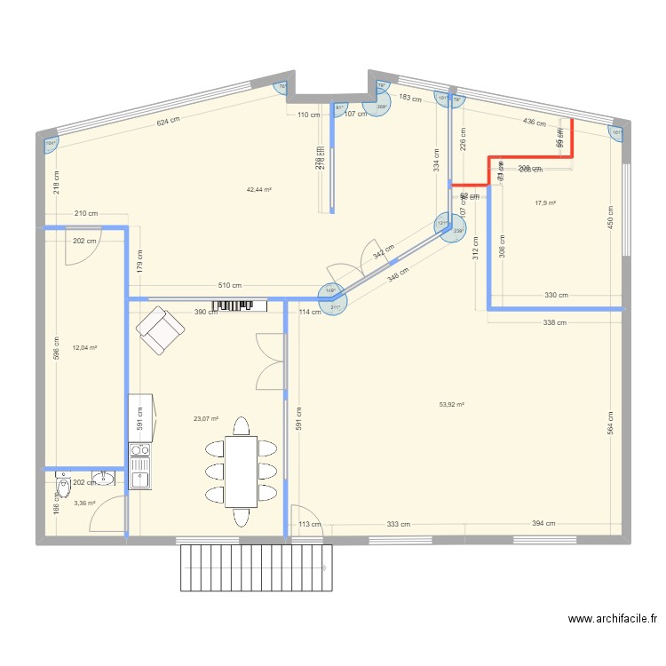 130125 bureau. Plan de 6 pièces et 153 m2