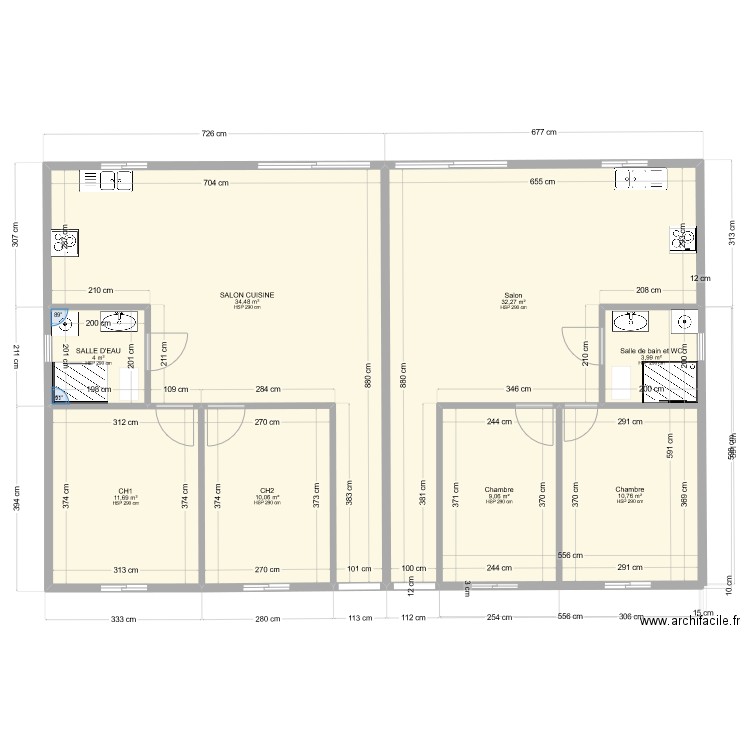 FAYALLE. Plan de 8 pièces et 116 m2