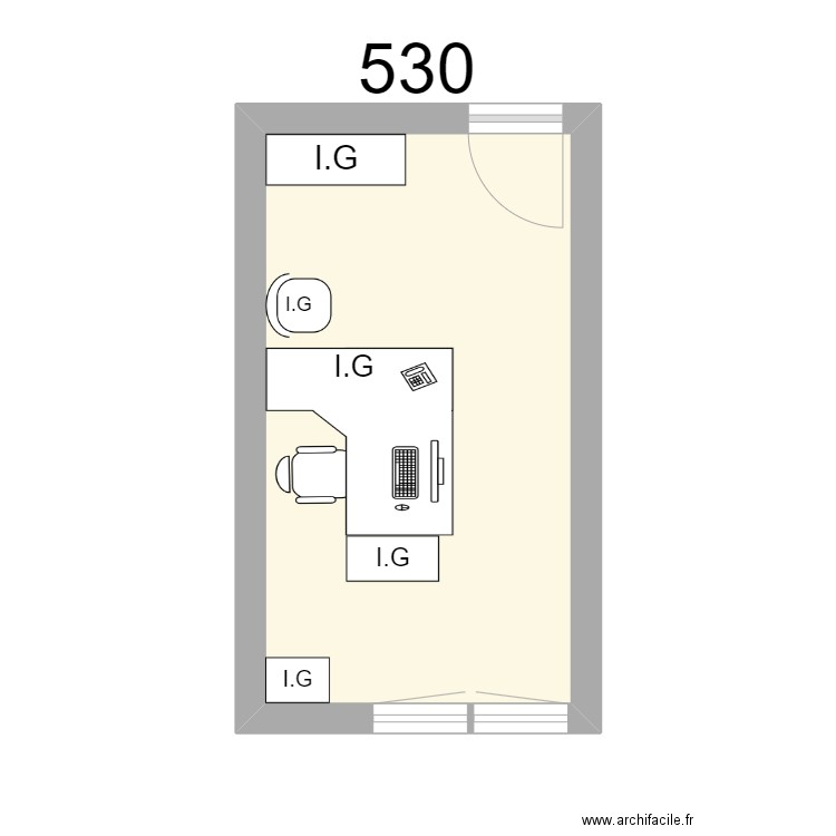 Bureau R 530 - I.GREGOIRE. Plan de 1 pièce et 13 m2