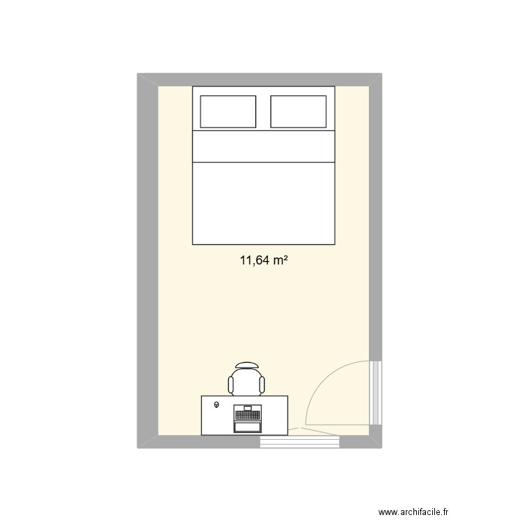 chambre courcelles. Plan de 1 pièce et 12 m2