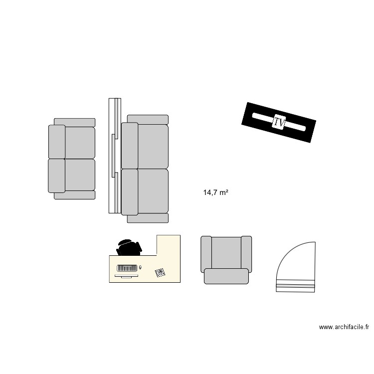 Salon. Plan de 1 pièce et 15 m2